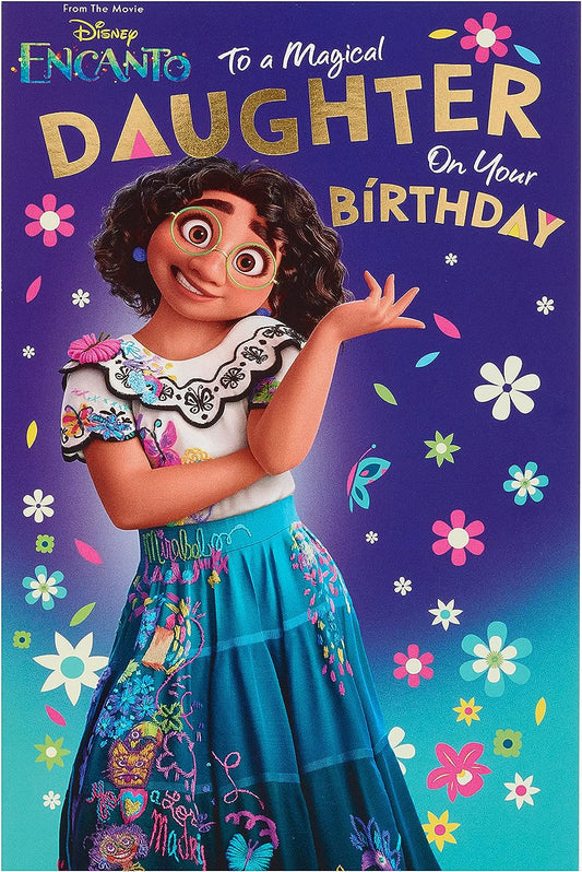 Disney Encanto birthday greeting card for daughter, featuring colorful characters from the Encanto movie by UK Greetings.