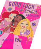 Disney first day of school greeting card for girls featuring Ariel, Moana, and Rapunzel with envelope, 137mm x 210mm.
