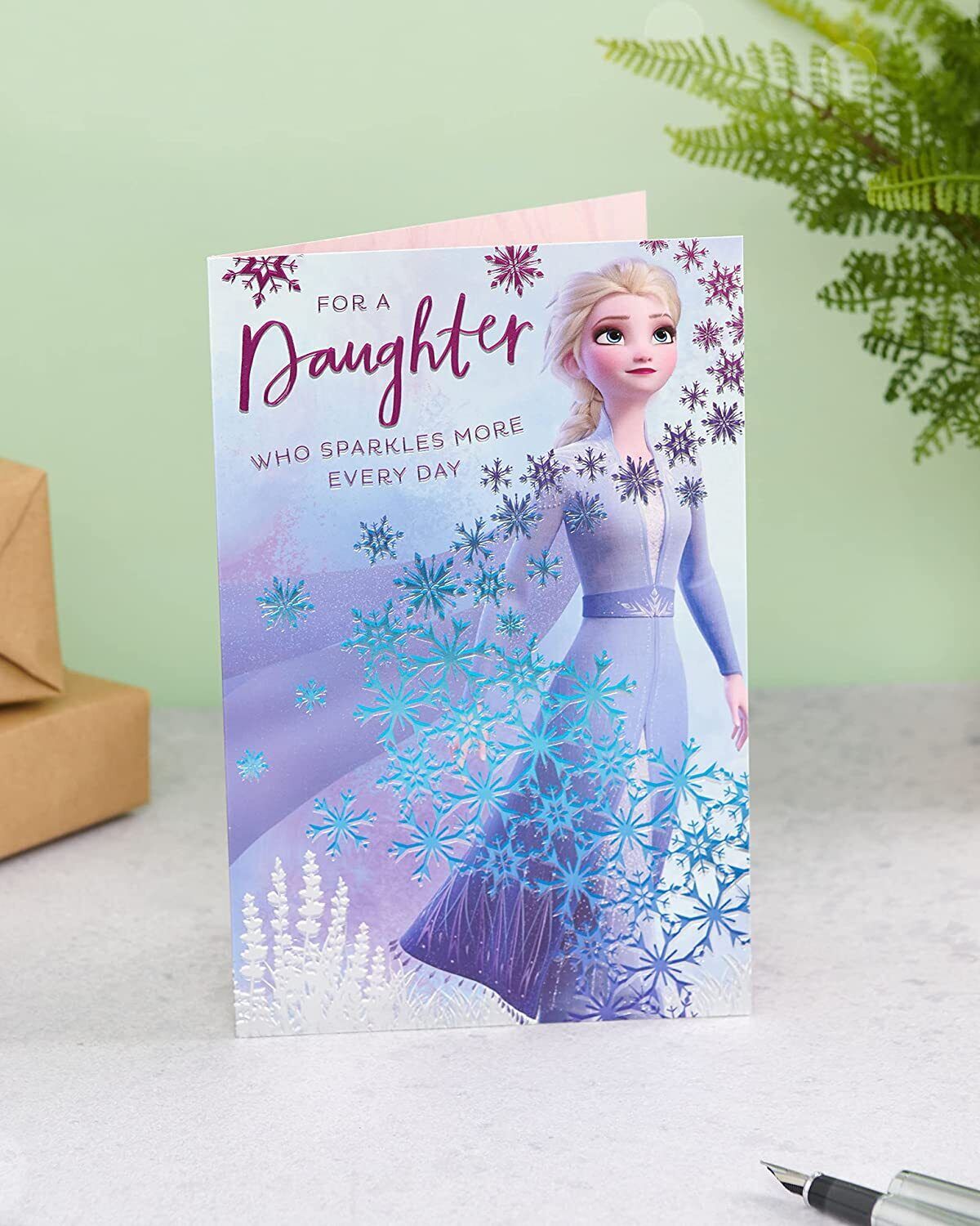 Disney Frozen 2 Elsa birthday greeting card for daughters, featuring Elsa from Frozen 2, by UK Greetings.