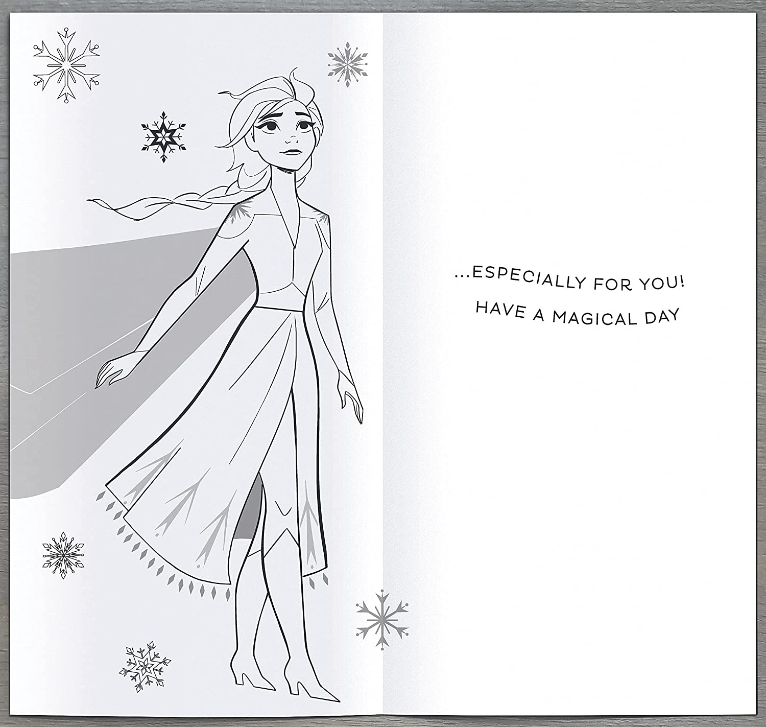 Disney Frozen II Sparkling birthday wish greeting card with Elsa and Anna, featuring a festive design and glitter accents.