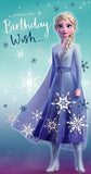 Disney Frozen II sparkling birthday wish greeting card featuring Elsa and Anna from UK Greetings, with festive winter design.