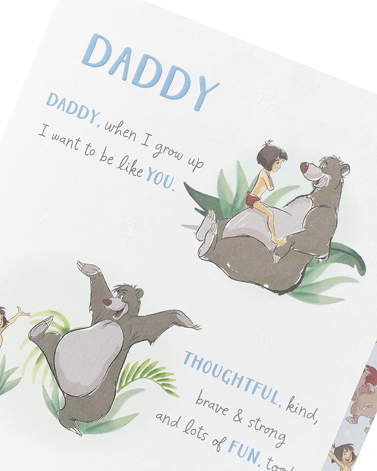 Disney Jungle Book Daddy birthday greeting card by UK Greetings featuring Mowgli and jungle scene for celebrating dad