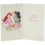 Disney Magical Princess Sister Birthday Card by UK Greetings showing a colorful princess design and festive birthday message.