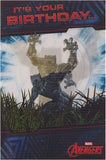 Disney Marvel Avengers 3D holographic greeting card featuring Marvel superheroes for a birthday celebration.