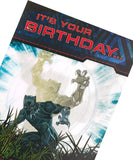Disney Marvel Avengers 3D holographic greeting card featuring Marvel superheroes for birthdays, by UK Greetings.