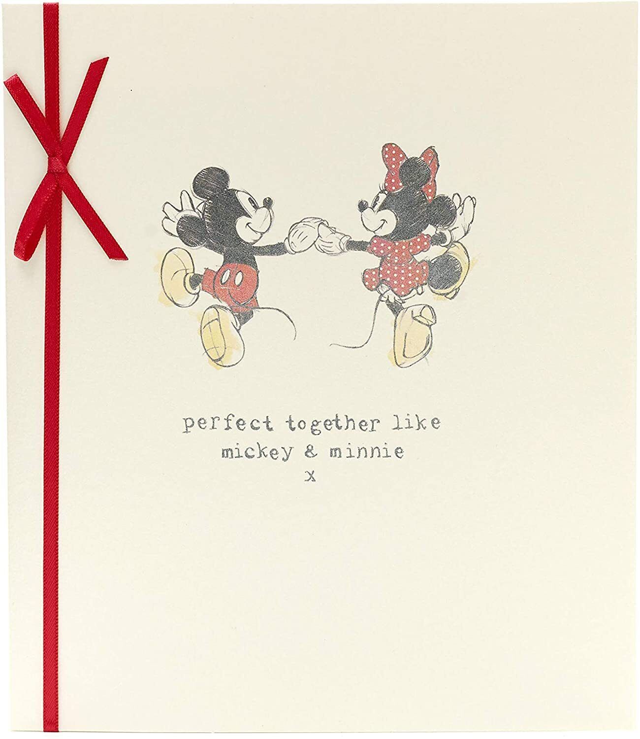 Disney Mickey and Minnie Mouse anniversary greeting card by UK Greetings featuring colorful cartoon characters and celebratory design.