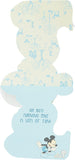 Disney Mickey Mouse die-cut greeting card for baby boy's first birthday, featuring colorful Mickey design on UK Greetings card.