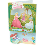 Disney Princess 3D greeting birthday card featuring colorful princess characters and intricate 3D paper design.