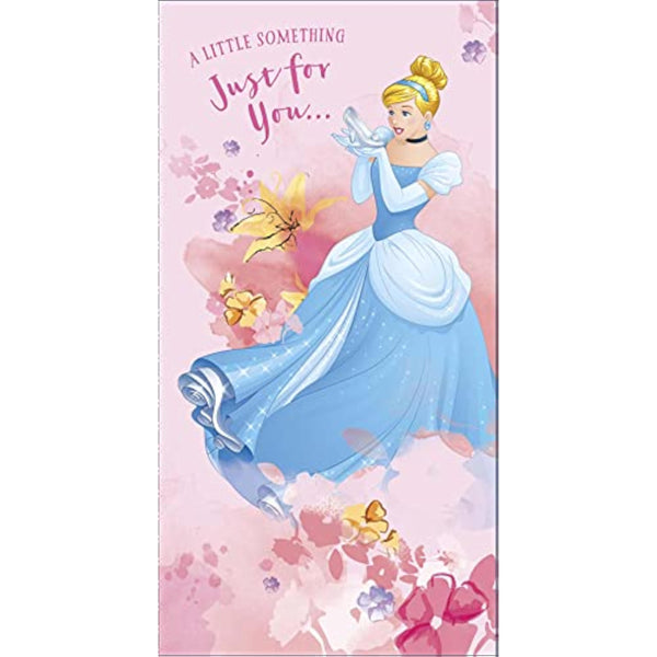 Disney Princess Cinderella-themed greeting card featuring a charming Cinderella money wallet design by UK Greetings.
