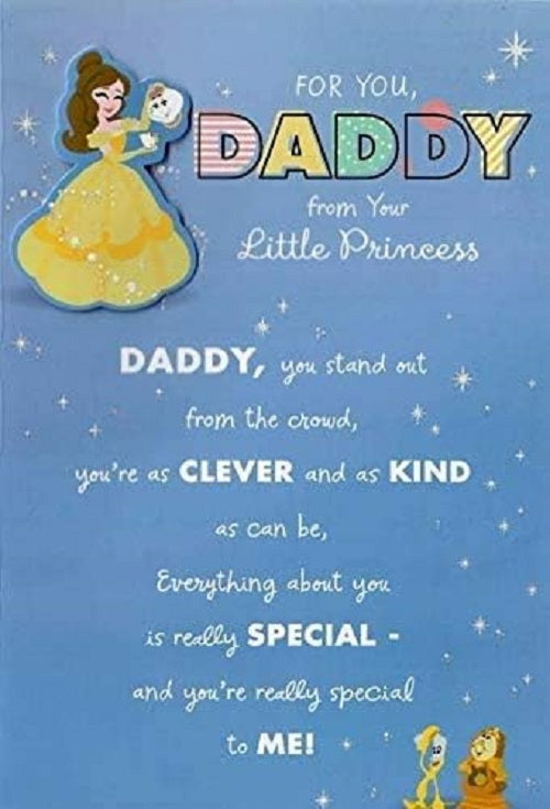 Disney Princess for You Daddy Father's Day greeting card featuring colorful princess illustrations and heartfelt message.