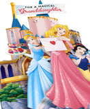 Disney Princess granddaughter greeting card featuring a build-your-castle design and colorful stickers, perfect for special occasions.