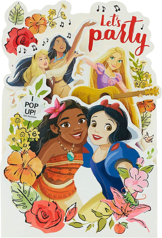Disney Princess Pop-Up Magic Card greeting card by UK Greetings featuring a colorful Disney princess design and intricate pop-up elements.