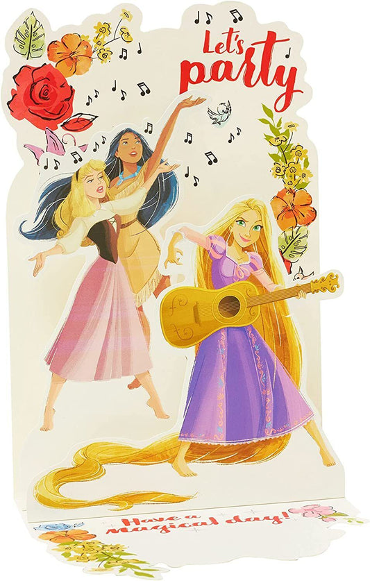 Disney Princess Pop-Up Magic Card greeting card featuring vibrant princess illustrations and intricate pop-up design by UK Greetings