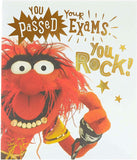 Disney's Muppets congratulation greeting card from UK Greetings, featuring Kermit the Frog celebrating a passed exam.
