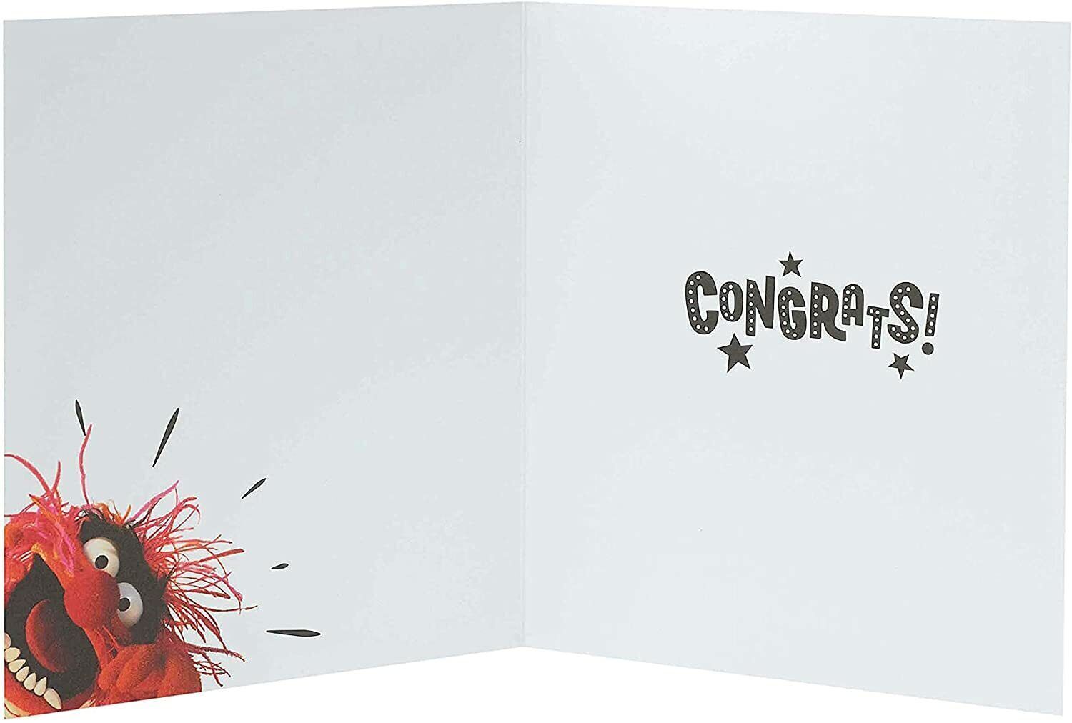 Colorful Disney's Muppets congratulations greeting card on passed exam with Kermit and Miss Piggy from UK Greetings.
