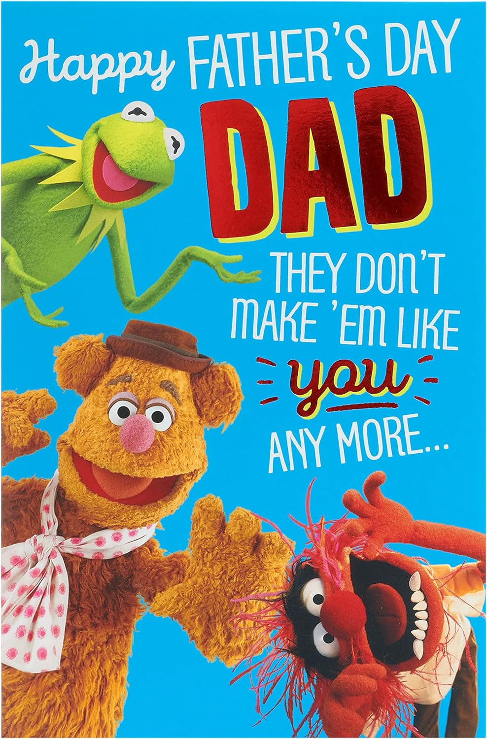 Disney The Muppets Father's Day greeting card for dad with fun design and envelope, featuring colorful Muppets characters.