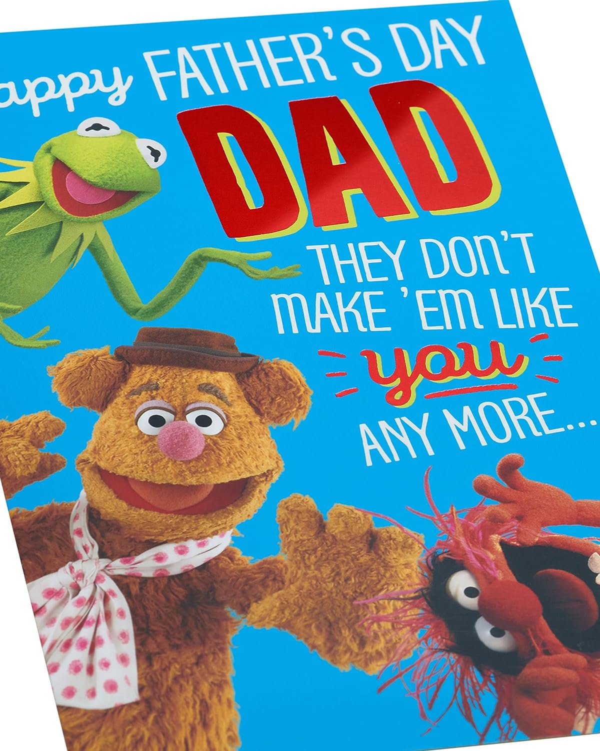 Disney The Muppets Father's Day greeting card for dad with envelope, featuring a fun design and colorful Muppets characters.