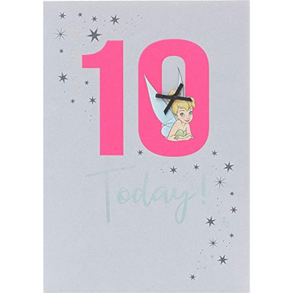 Disney Tinker Bell 10th birthday greeting card by UK Greetings featuring Tinker Bell and magical fairy design.