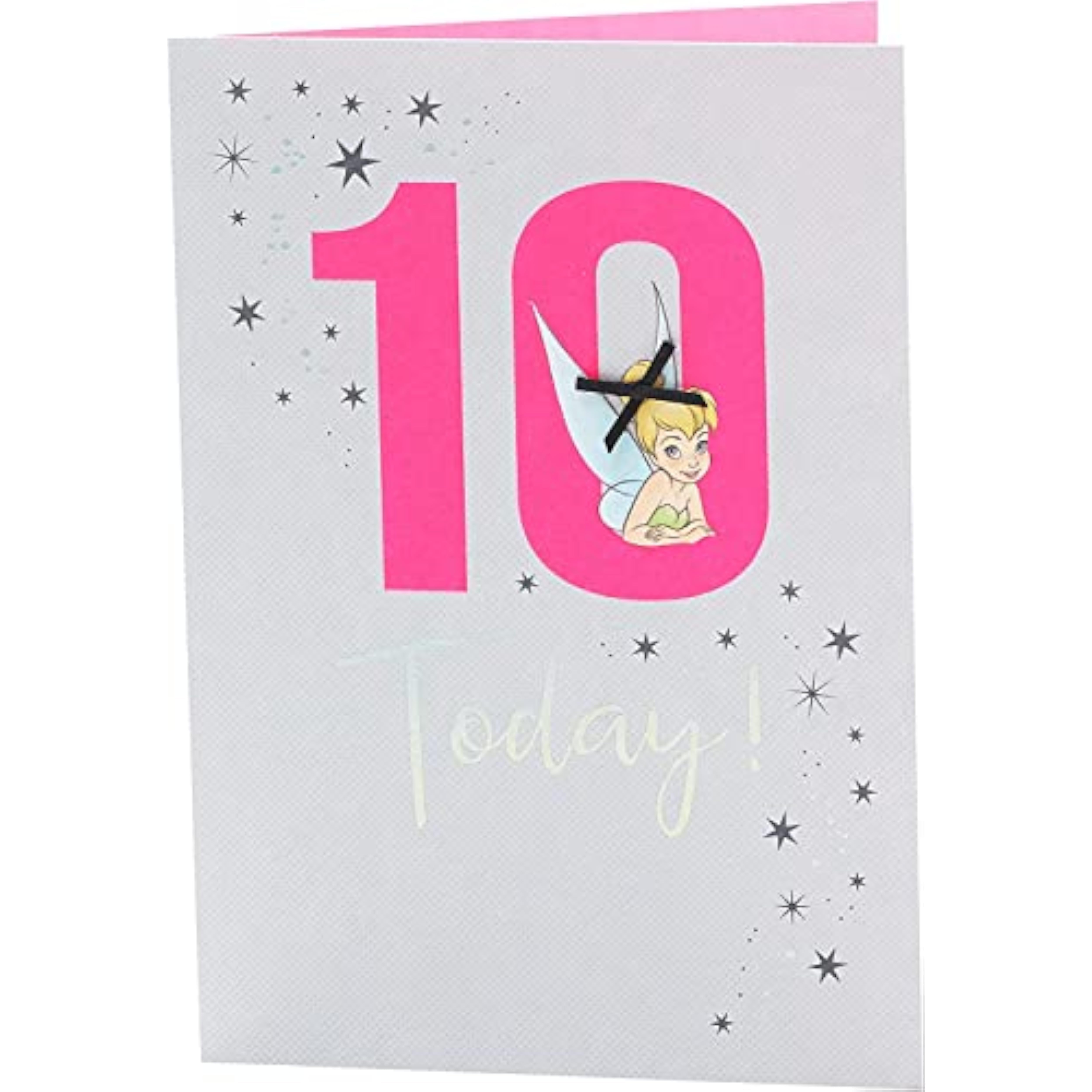 Disney Tinker Bell 10th birthday greeting card by UK Greetings featuring Tinker Bell and magical fairy illustrations.