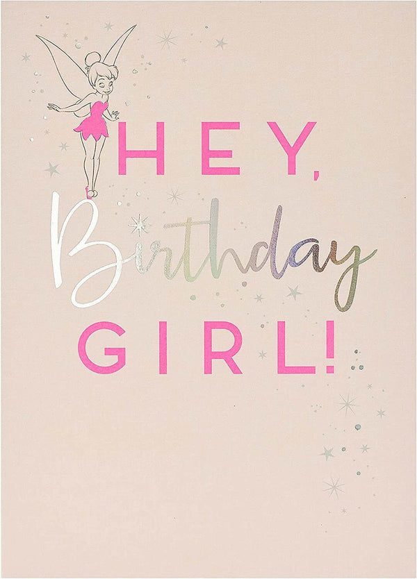 Disney Tinkerbell birthday greeting card from UK Greetings featuring Tinkerbell illustration on the front.