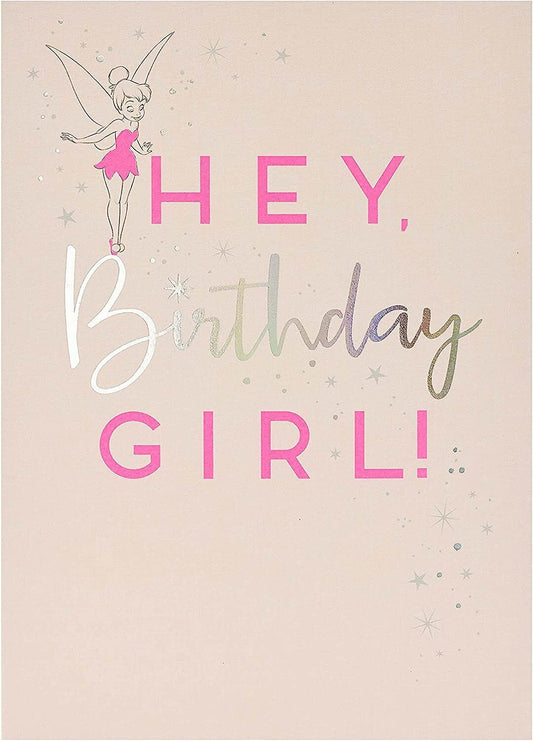 Disney Tinkerbell birthday greeting card from UK Greetings featuring Tinkerbell illustration on the front.