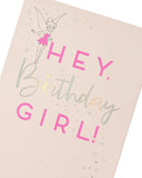 Disney Tinkerbell birthday greeting card featuring Tinkerbell illustration on a colorful background from UK Greetings.