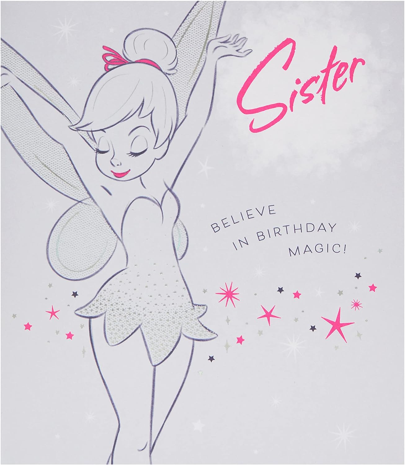 Disney Tinkerbell Sister birthday greeting card featuring Tinkerbell and fairy-themed design by UK Greetings.