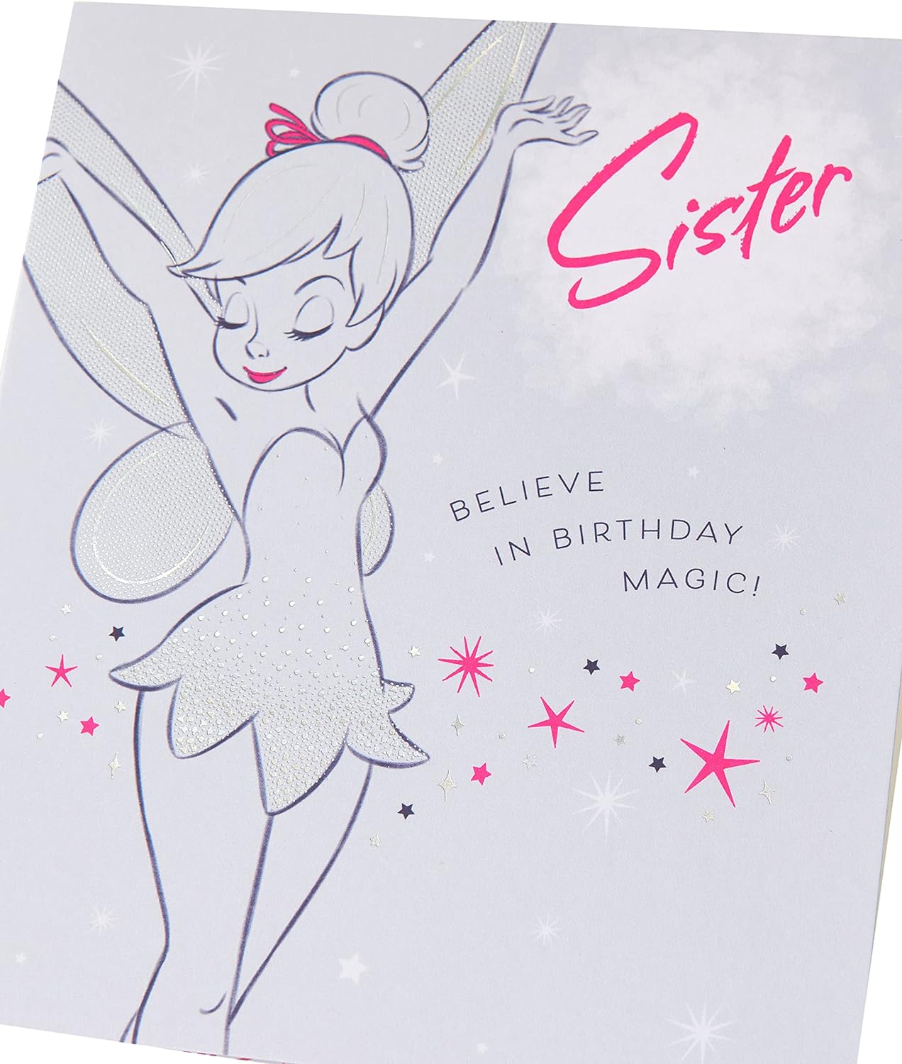 Disney Tinkerbell Sister birthday greeting card by UK Greetings featuring Tinkerbell and fairy-themed design.