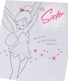 Disney Tinkerbell Sister birthday greeting card by UK Greetings featuring Tinkerbell and fairy-themed design.