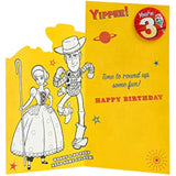 Disney Toy Story 3rd birthday greeting card featuring Woody and Buzz Lightyear from UK Greetings, colorful and festive design.