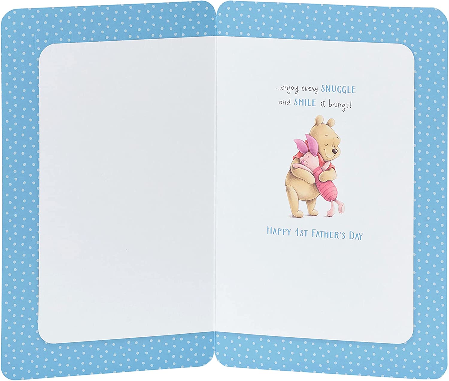 Disney Winnie the Pooh 1st Father's Day greeting card featuring Pooh Bear, with colorful illustrations and heartfelt message.