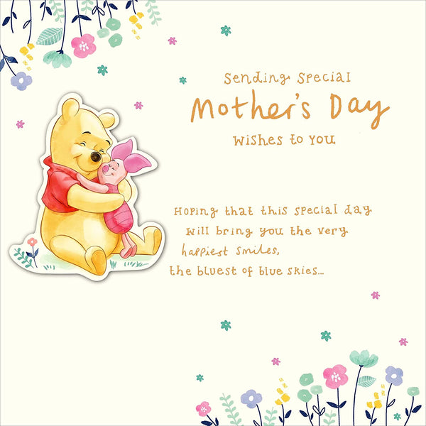 Disney Winnie The Pooh Mother's Day greeting card by UK Greetings featuring Winnie The Pooh illustration and heartfelt message inside.