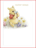 Disney Winnie the Pooh Easter greeting card featuring Pooh holding Easter eggs, designed by UK Greetings for Easter wishes.