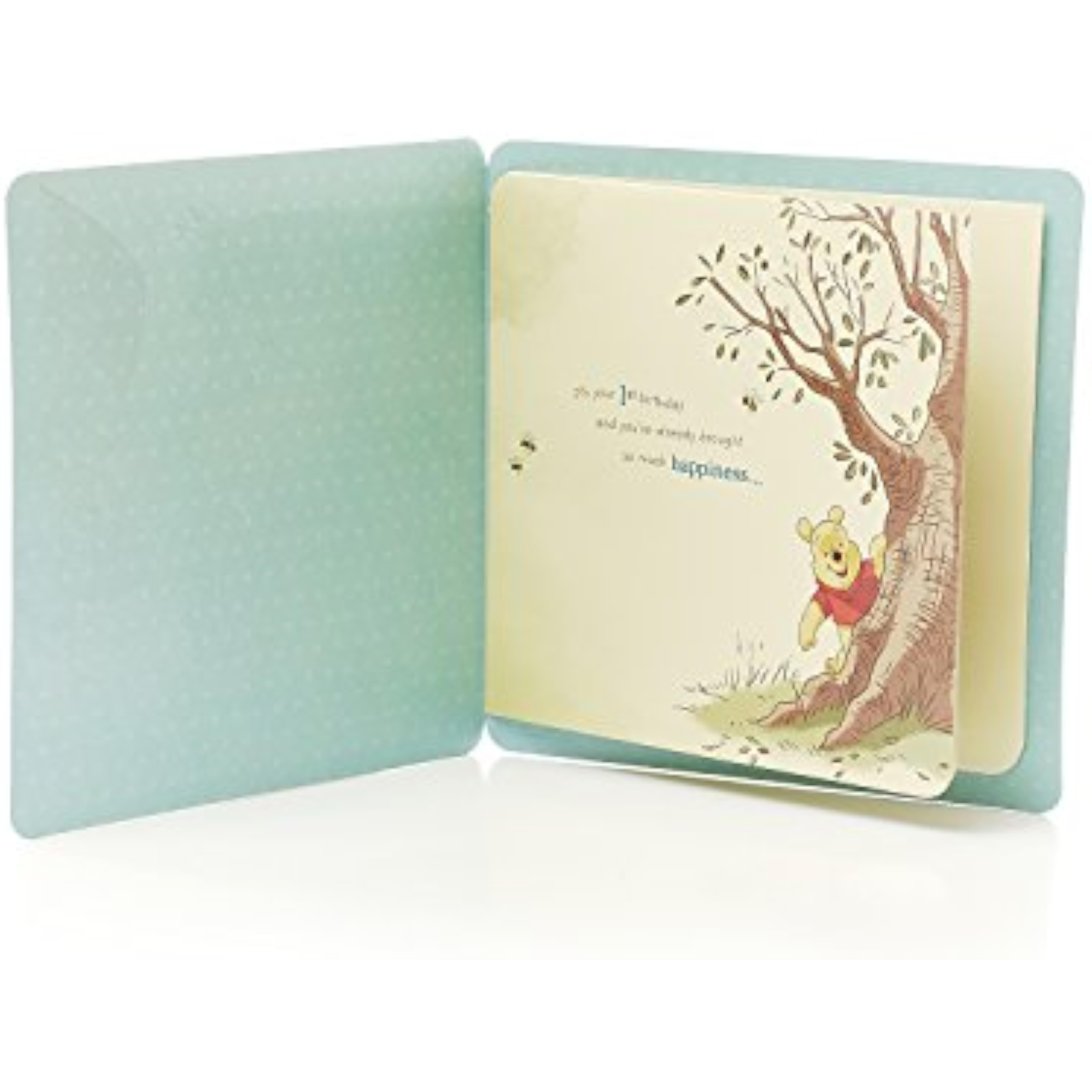 Disney Winnie the Pooh grandson 1st birthday greeting card with colorful illustrations and heartfelt message from UK Greetings.