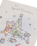 Disney Winnie the Pooh Christmas greeting card featuring a festive tree design, perfect for sending holiday cheer.