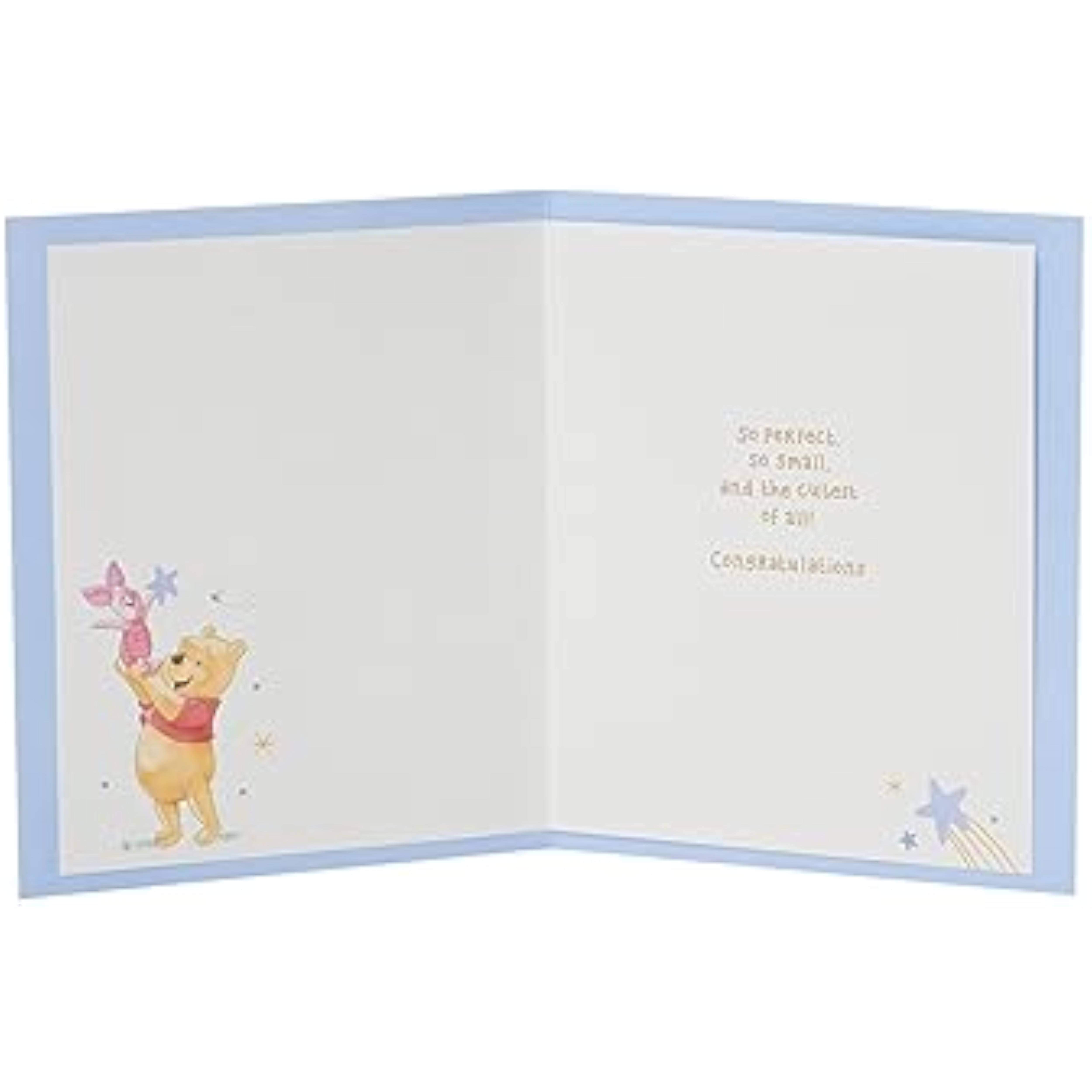 Disney Winnie the Pooh baby boy greeting card by UK Greetings featuring a cute Pooh design on the front.