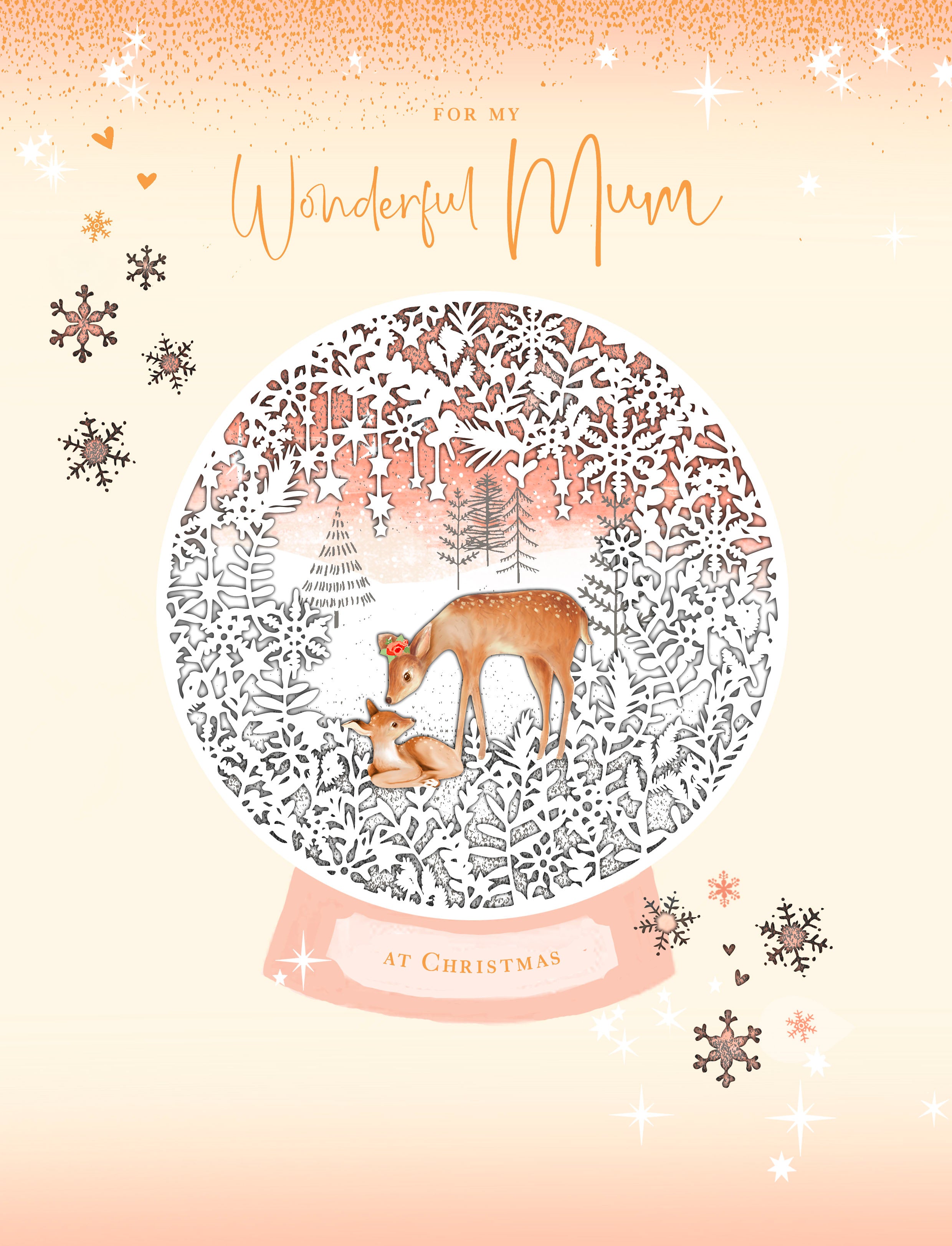 Christmas greeting card for a wonderful mum featuring festive deer and holiday designs, by UK Greetings.