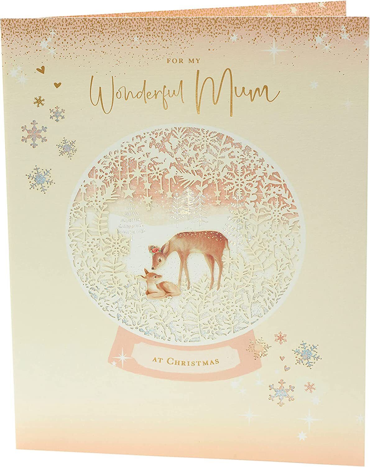 Christmas greeting card from UK Greetings featuring a festive design for a wonderful mum, with holiday-themed illustrations.