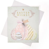 Easter greeting card with pastel floral design and "Easter Wishes with Love" message by UK Greetings.