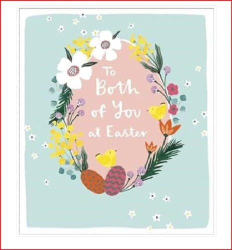 Easter Flowers Chick Eggs greeting card by UK Greetings featuring colorful floral and chick egg illustrations on the front.