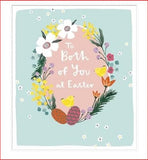 Easter Flowers Chick Eggs greeting card by UK Greetings featuring colorful floral and chick egg illustrations on the front.