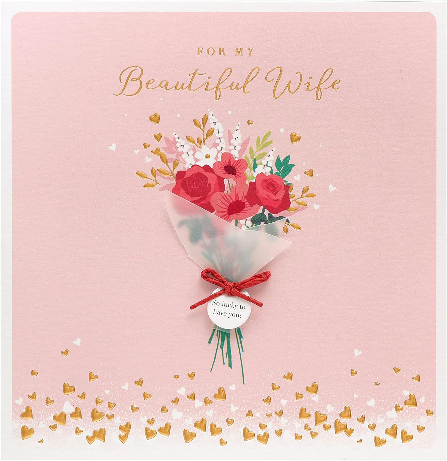 Elegant 3D bouquet wife Valentine's greeting card by UK Greetings with colorful floral design and heartfelt message