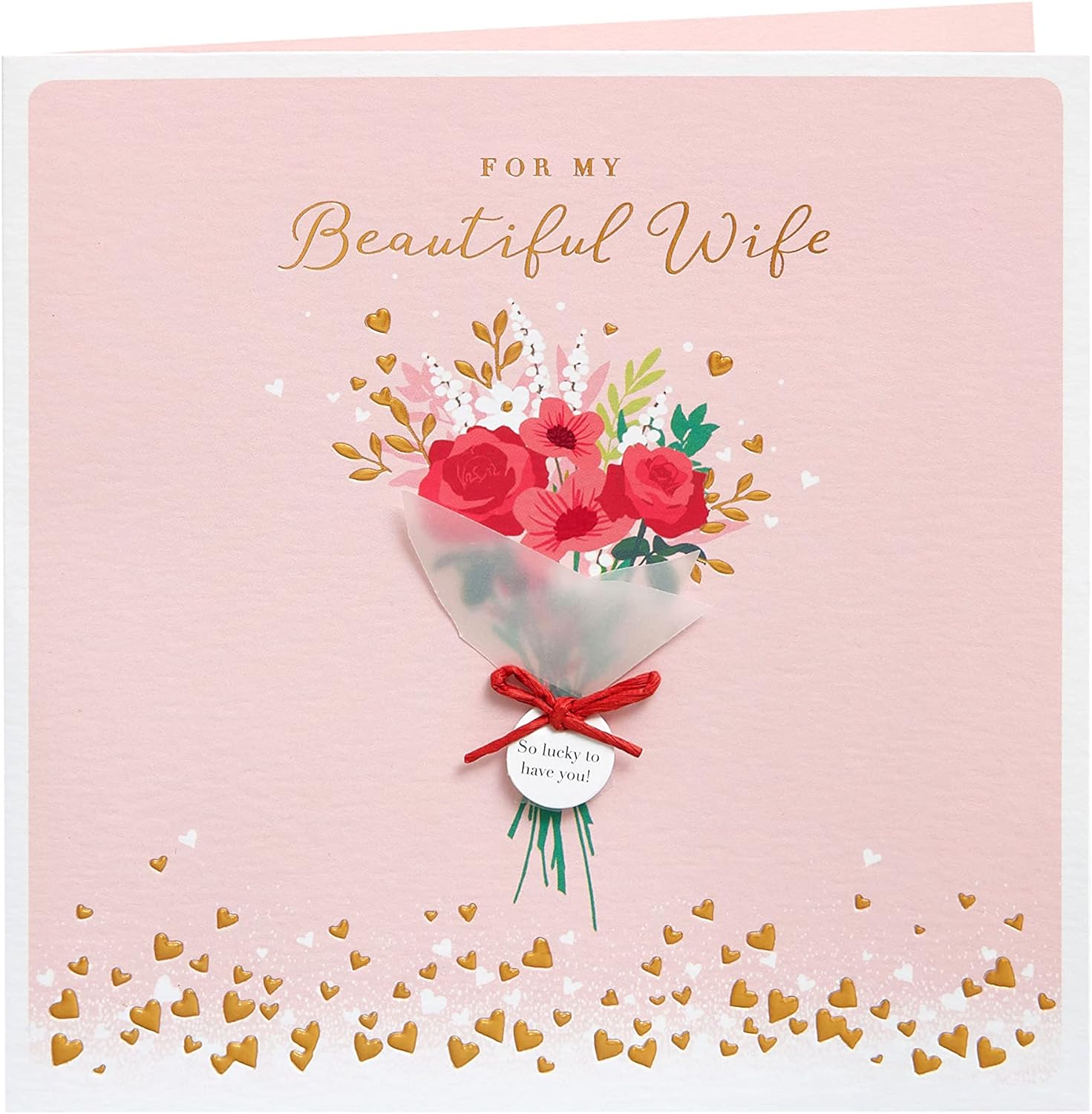 Elegant 3D bouquet wife Valentine's greeting card from UK Greetings with intricate floral design and heartfelt message.