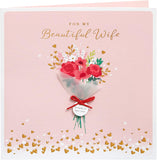 Elegant 3D bouquet wife Valentine's greeting card from UK Greetings with intricate floral design and heartfelt message.