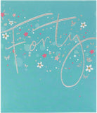 Elegant 40th birthday silver foil greeting card by UK Greetings featuring a stylish design for celebrating milestone birthdays.