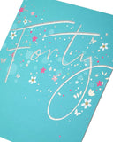 Elegant 40th birthday silver foil greeting card with celebratory design from UK Greetings.