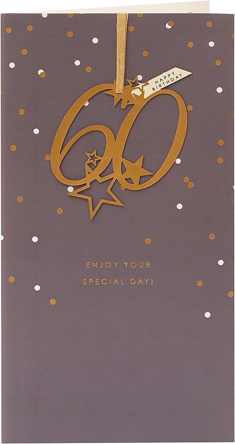 Elegant 60th birthday hanging keepsake greeting card by UK Greetings with a decorative design and heartfelt message.