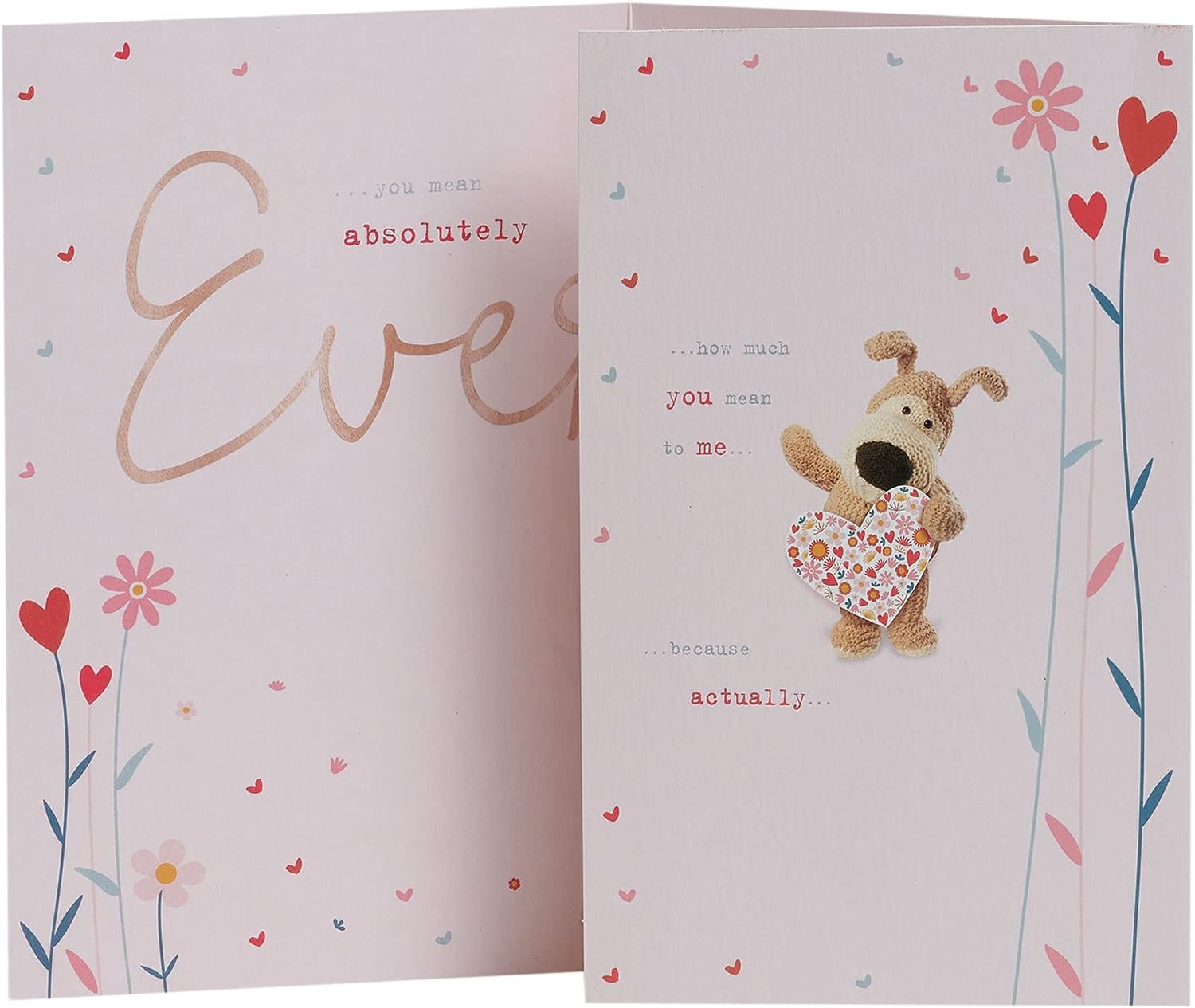 Elegant Boofle gold foil anniversary greeting card for wife, featuring charming cartoon character and festive design by UK Greetings.