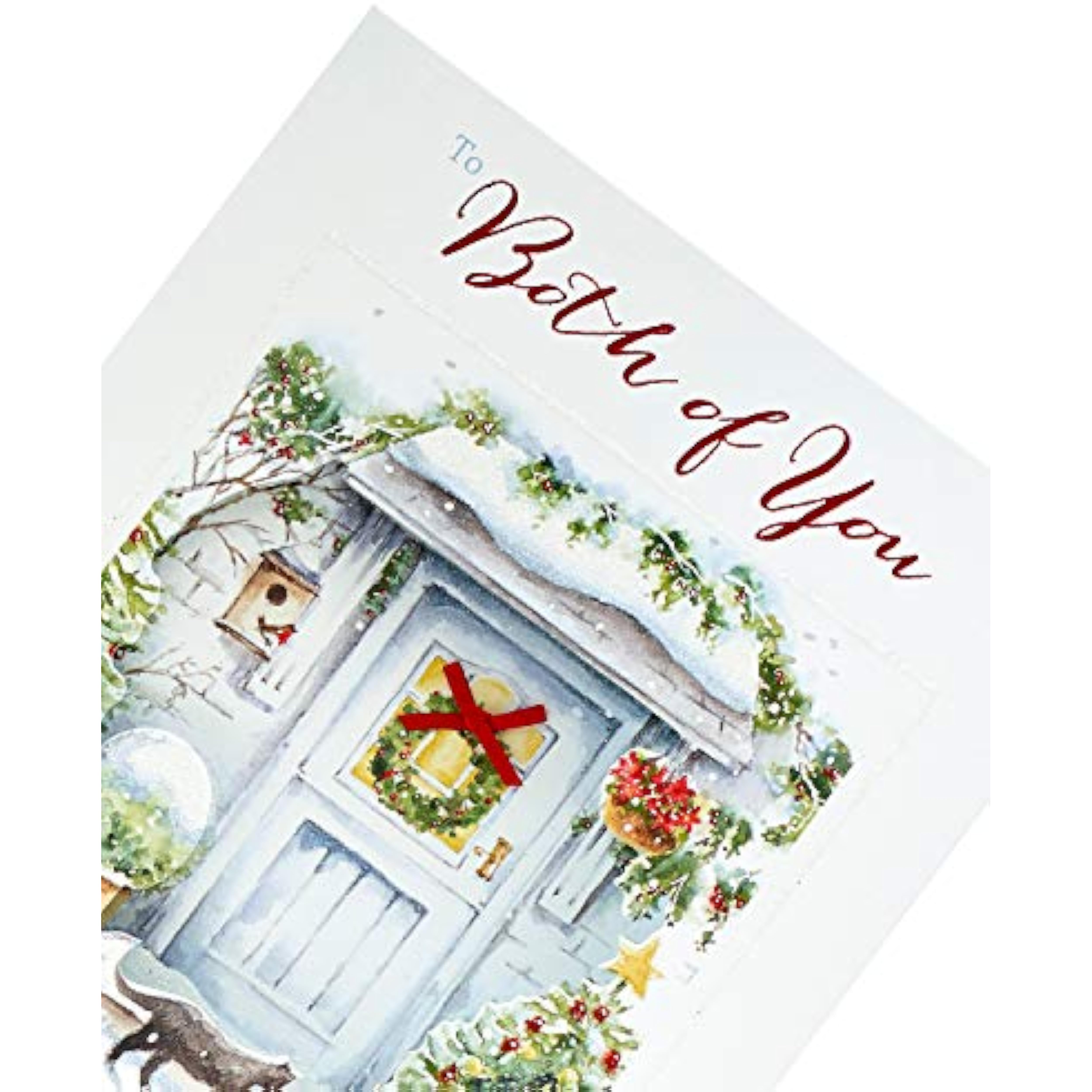 Elegant Christmas greeting card for a special couple featuring glitter accents and a decorative bow, by UK Greetings.
