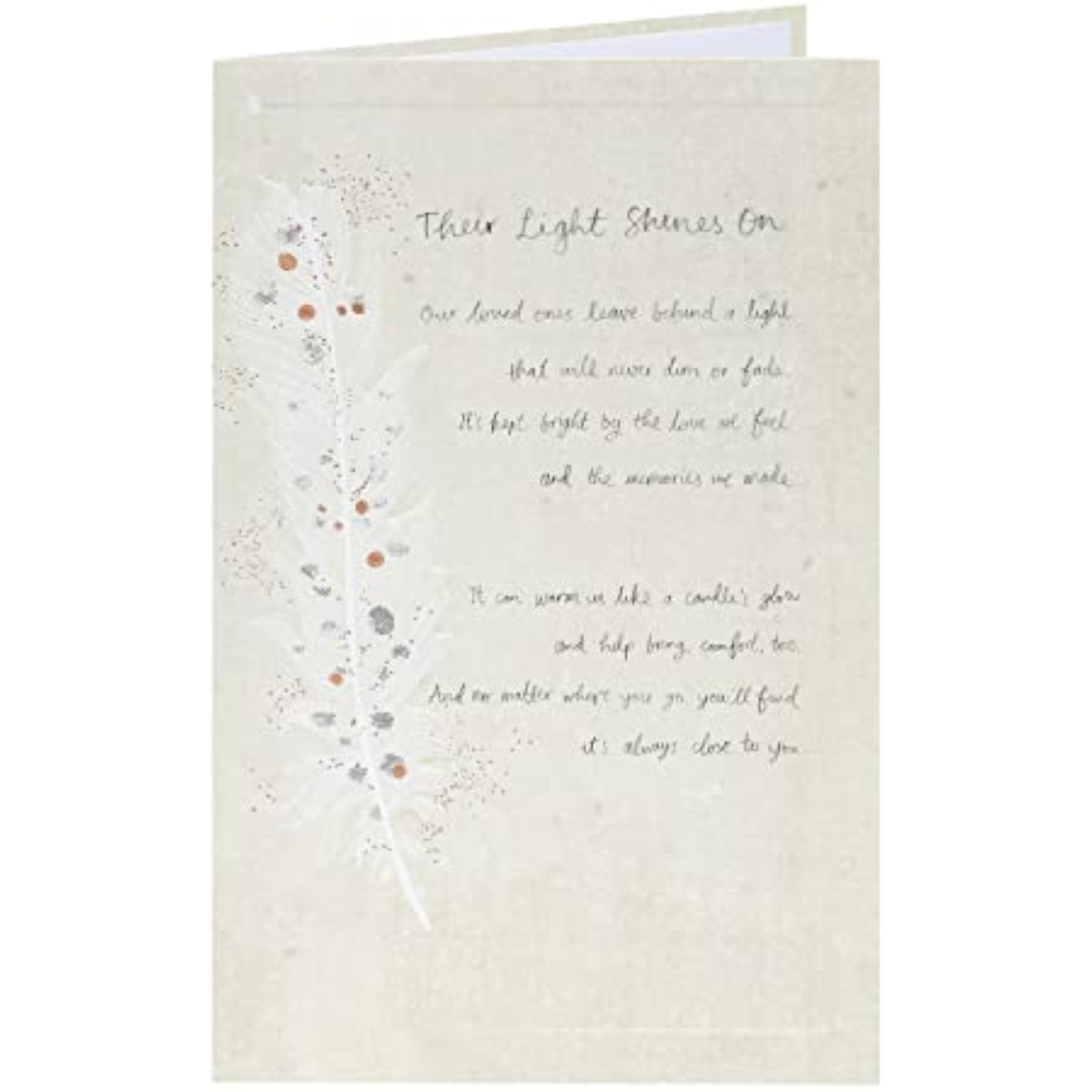 Elegant foil sympathy condolence greeting card from UK Greetings with heartfelt design and somber message.